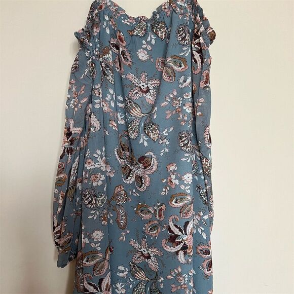Hayden Women's Blue Floral Off-Shoulder Knee Length Dress - Picture 4 of 8
